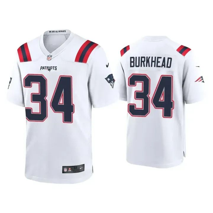 Men New England Patriots 34 Rex Burkhead Nike White Game NFL Jersey